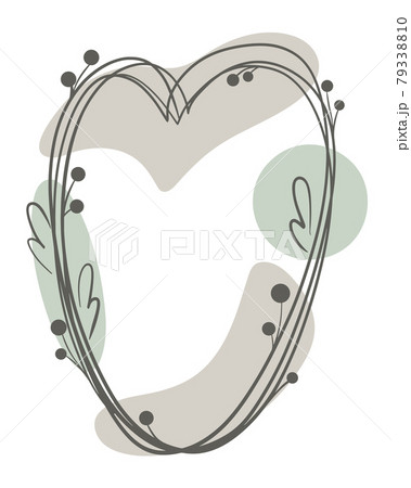 Deciduous frame with berries in the shape of a heart, vector illustration. 79338810