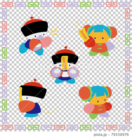 キョンシーと女の子のイラスト素材