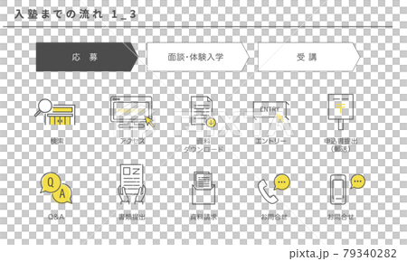 入塾までの流れのシンプルアイコンセット1_3（応募） 79340282
