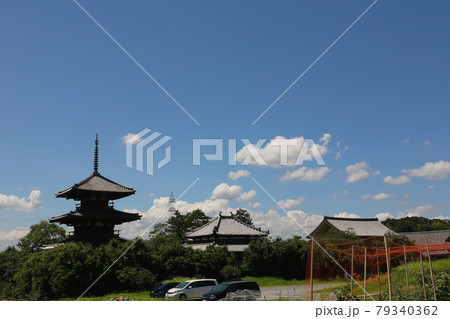 斑鳩の里・法起寺【奈良県生駒郡斑鳩町】の写真素材 [79340362] - PIXTA