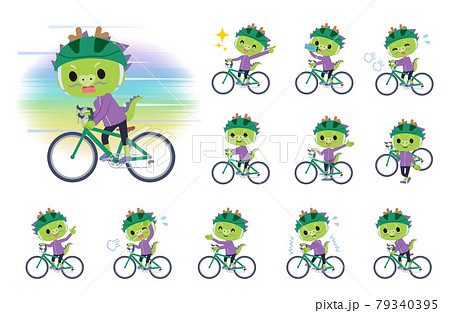 ロードバイクに乗った龍の男の子のセット ロードバイクに乗った龍の男の子のセット 79340395