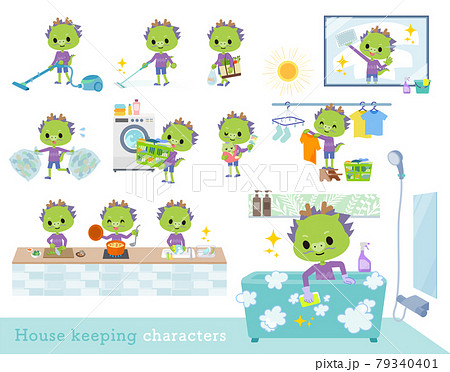 掃除や洗濯など家事に関する龍の男の子のセット 79340401