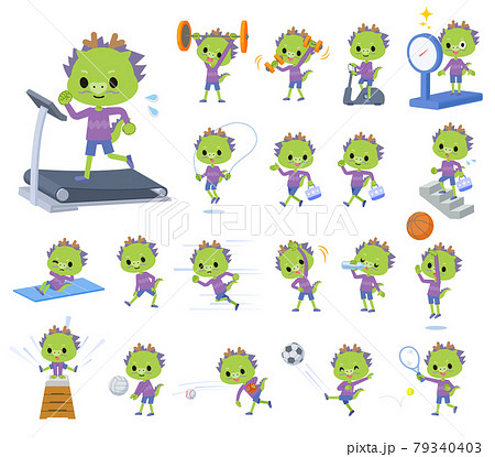 エクササイズやスポーツに関する龍の男の子のセット 79340403