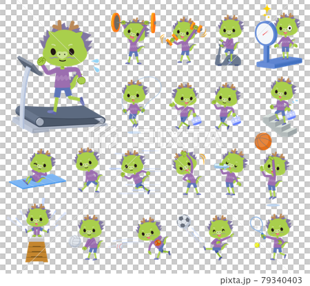 エクササイズやスポーツに関する龍の男の子のセット 79340403