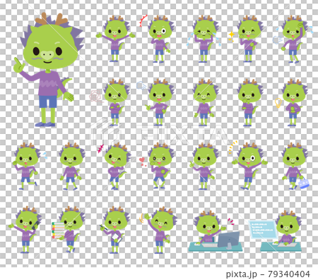 A set of dragon boys who express various emotions A set of dragon boys who express various emotions 79340404