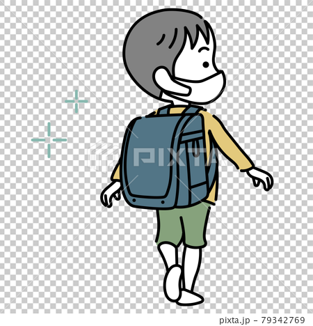 新品のランドセルを背負う小学生の男の子イラスト素材のイラスト素材