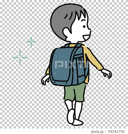 新品のランドセルを背負う小学生の男の子イラスト素材のイラスト素材