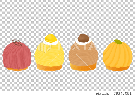 秋のモンブランケーキ　イラストセット 79343091