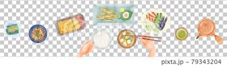 日式早餐(日本料理)手繪水彩風格插畫 日式早餐(日本料理)手繪水彩風格插畫 79343204