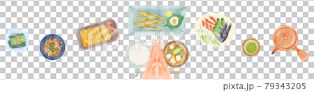 日式早餐(日本料理)手繪水彩風格插畫 日式早餐(日本料理)手繪水彩風格插畫 79343205