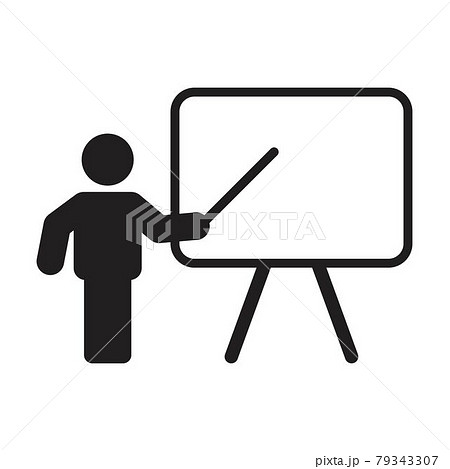 Professor icon vector male teacher person with white board symbol in a flat color glyph pictogram illustration 79343307