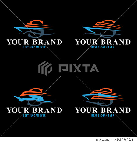 Luxurious cruise and yacht blended with initial letter bundle 79346418