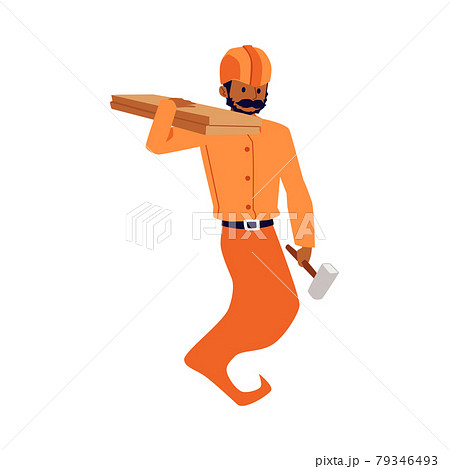 Fairy genie handyman or workman, builder flat vector illustration isolated. Fairy genie handyman or workman, builder flat vector illustration isolated. 79346493