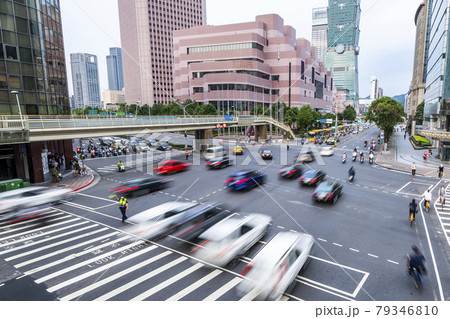 The crossroads near Taipei 101 Building and Taipei International Convention Center in Taipei, Taiwan, is in a busy rush hour of traffic. The crossroads near Taipei 101 Building and Taipei International Convention Center in Taipei, Taiwan, is in a busy rush hour of traffic. 79346810