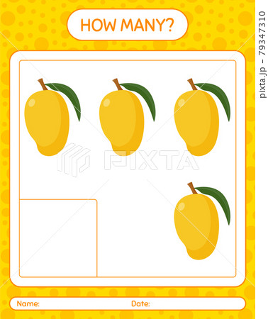 How many counting game with mango. worksheet for preschool kids, kids activity sheet, printable worksheet 79347310