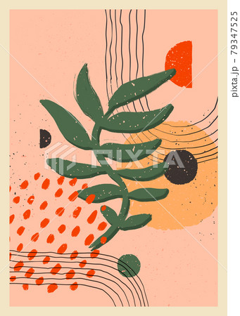 Abstract art minimalist posters set. Scandinavian abstract organic composition in peach pink colors for wall decoration. Vector hand-painted illustration 79347525