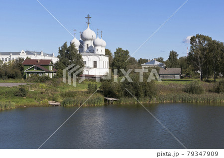 Inner courtyard Belozersky Kremlin. Transfiguration Cathedral in the town of Belozersk Inner courtyard Belozersky Kremlin. Transfiguration Cathedral in the town of Belozersk 79347909
