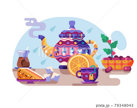 Arabic Tea Break Concept with Oriental Kettle 79348043