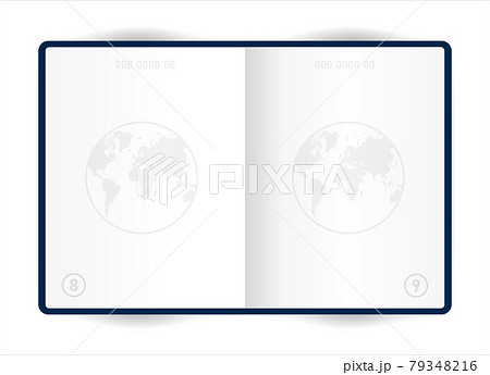 Realistic opened template passport on white background. Document for travel and immigration. Vector illustration. Realistic opened template passport on white background. Document for travel and immigration. Vector illustration. 79348216