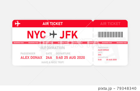 Red flat air ticket on white background. Vector illustration. Red flat air ticket on white background. Vector illustration. 79348340