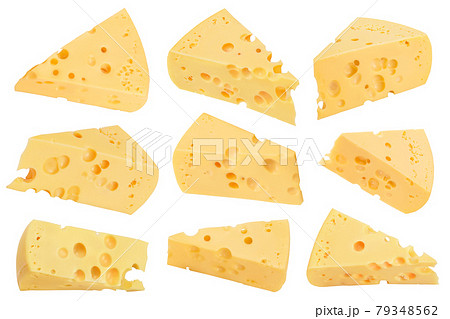 piece of cheese isolated on white background, Set or collection piece of cheese isolated on white background, Set or collection 79348562
