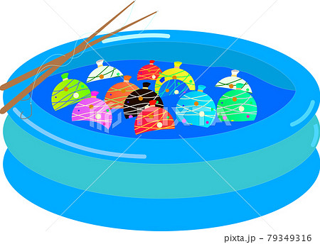 夏祭り水ヨーヨー釣りのイラスト素材