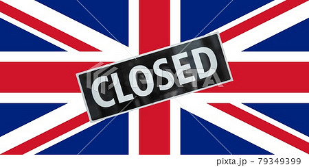 British Flag of United Kingdom with closed sign British Flag of United Kingdom with closed sign 79349399