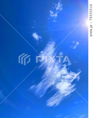夏の青い空がとても綺麗でした。その真っ青な空に現れた羊雲です。 79350510