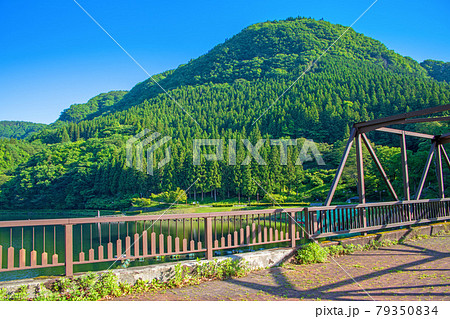 碓氷湖 坂本ダム ダム上遊歩道からの眺め 初夏の周辺景色 碓氷湖 坂本ダム ダム上遊歩道からの眺め 初夏の周辺景色 79350834