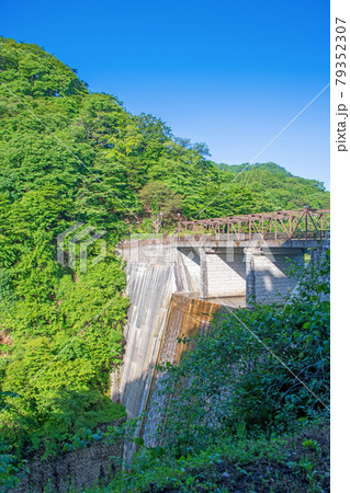 碓氷湖　坂本ダム　展望デッキからの眺め　初夏の周辺景色　　　　　　 79352307