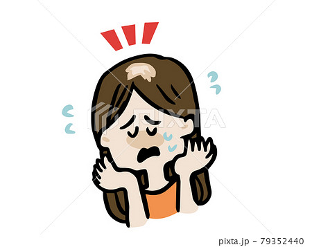 薄毛に悩んでいる女性のイラストのイラスト素材