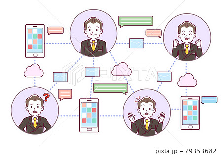 ソーシャルメディアを使う人のイラスト素材