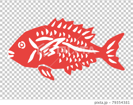 鯛　レトロなベクターイラスト 79354381