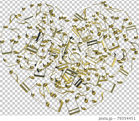 音符心金高音譜號 CG 插圖剪紙 79354451