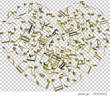 Musical note heart gold CG illustration cutout 79354452
