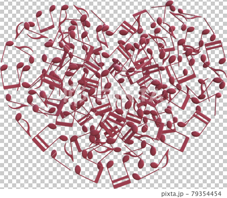 Musical note heart pink CG illustration cutout 79354454