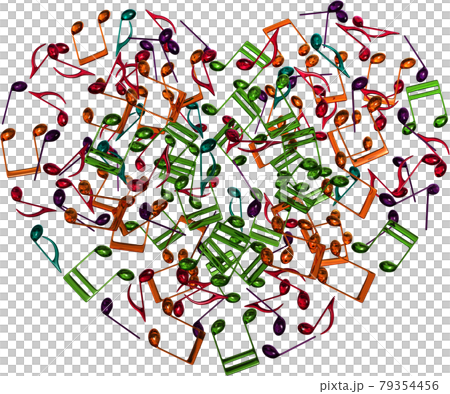 Musical note heart glass 6 colors CG illustration cutout 79354456