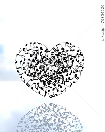 音符のハート 黒 Cgイラスト縦のイラスト素材