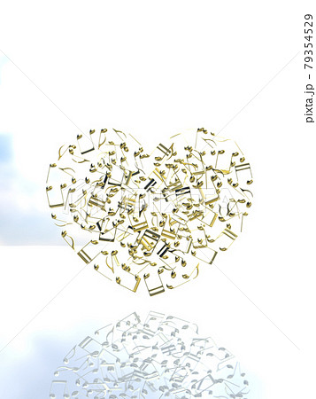 音符のハート　金　CGイラスト縦 79354529