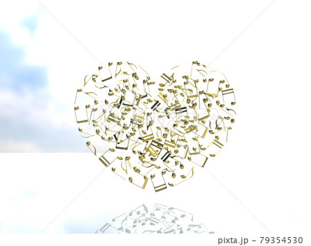 音符のハート　金　CGイラスト横 79354530