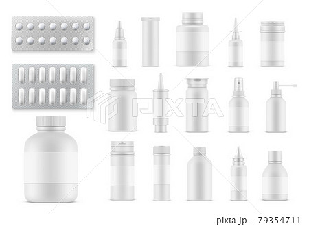 Pills and medicaments realistic bottles, packages 79354711
