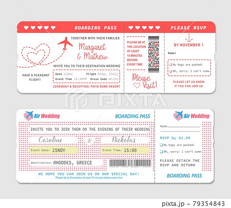 Boarding Pass Ticket Wedding Invitationのイラスト素材