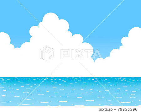 青空と海と白いもくもくの雲 入道雲 夏の空のイラスト素材
