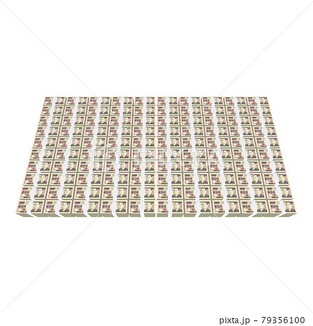 経済のイラスト素材　平らに積まれた札束　リアル風一万円札　十億円 　（1_4） 79356100