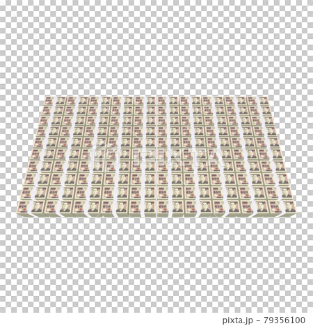 経済のイラスト素材　平らに積まれた札束　リアル風一万円札　十億円 　（1_4） 79356100