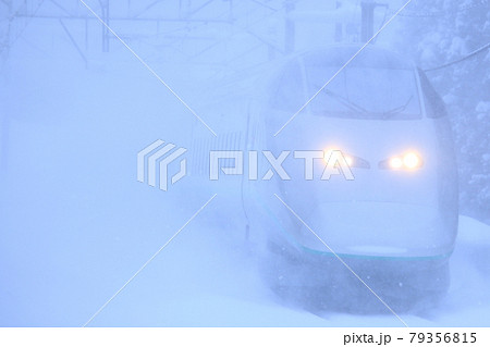 雪の中を疾走するつばさ 79356815