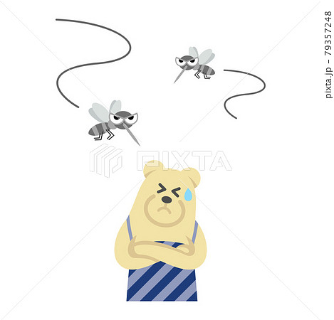 蚊に悩むシロクマ主夫のイラストイメージ 79357248