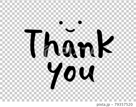 かわいい手書き文字のThank youと人物の笑顔／手書き文字イラスト	 79357520