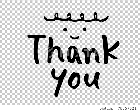 かわいい手書き文字のThank youと人物の笑顔／手書き文字イラスト	 79357521