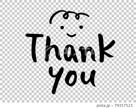 かわいい手書き文字のThank youと人物の笑顔／手書き文字イラスト	 79357523